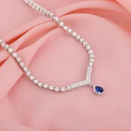 GIVA Rhodium-Plated 925 Sterling Silver Stone-Studded Necklace-picture-13