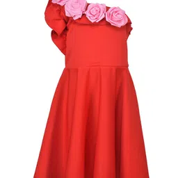 Samsara Couture Red & Pink One Shoulder Net Dress image 1