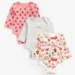 mothercare Infant Girls Pack of 3 Pure Cotton Bodysuits-picture-15