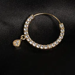 Jazz and Sizzle Women Gold-Plated Gold Toned AD Studded  Nosepin-picture-31