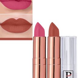 PERPAA Set Of 2 Antique Velvet Matte Lipstick With Jojoba Oil - Nude 62 & Pink 60-picture-1