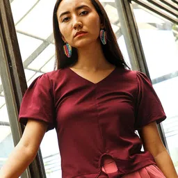 PINACOLADA V-Neck Puff Sleeves Casual Top-picture-40