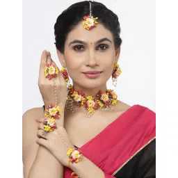 ZENEME Gold Plated Multi-Color Gota Patti Haldi Mehandi Jewellery image 1