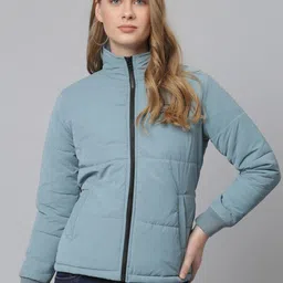 Campus Sutra Windcheater High Neck Longline Puffer Jacket-image-30