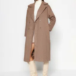 Trendyol Notched Lapel Collar Double-Breasted Longline Overcoat-picture-28