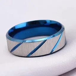 VIEN Striped Textured Stainless Steel Ring-picture-16