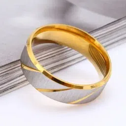 VIEN Gold-Plated Striped Detail Finger Ring-picture-11