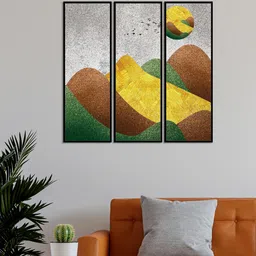 999Store Set Of 3 Mountain Abstract With Birds Framed Wall Art Paintings-image-76