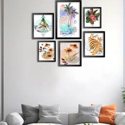 999Store Pink 6 Pieces Floral-Printed Modern Art Wall Painting-picture-39