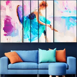 Casperme 6 Pieces Blue & Purple Modern Art Grill Frame Wooden Painting Wall Art-picture-29
