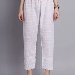 Vastraa Fusion Women Ethnic Motifs Embroidered Cotton Palazzos-image-56