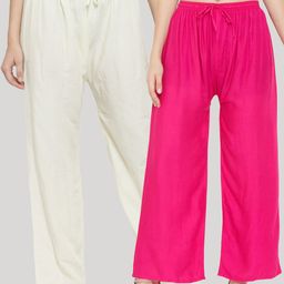 Clora Creation Women White & Pink  Pack of 2 Palazzos-picture-26