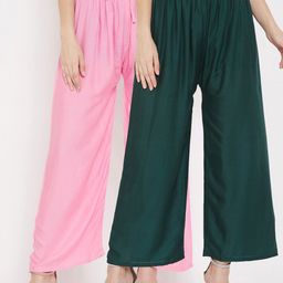 Clora Creation Women Pink & Green Pack Of 2 Palazzos-picture-9