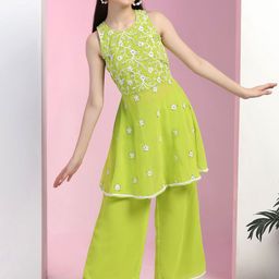 FASHION DREAM Girls Embroidered Regular Kurta with Palazzos-picture-26