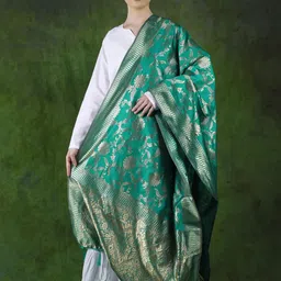 Exotic India Floral Woven Design Zari Detailed Banarasi Dupatta-picture-35