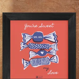 Indigifts Couple Gifts Peach & Blue Digital Printed Poster Frame Wall Art-picture-38