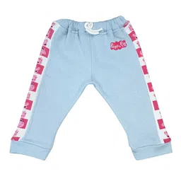 Moms Love Infant Girls Blue & Red Solid Pure Cotton Joggers with Peppa Pig Print Detail-image-98