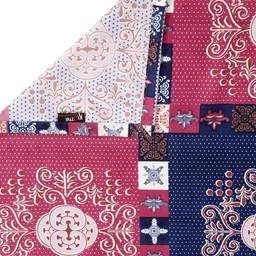 Arrabi Navy Blue & Pink Ethnic Motifs 300 TC Flat Single Bedsheet with 1 Pillow Cover image 4