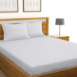BIANCA White 210 TC Egyptian Cotton Satin King Bedsheet with 2 Pillow Covers-picture-43