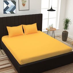 Story@home Yellow & White Geometric 210 TC 2 King Bedsheet with 4 Pillow Covers-picture-16