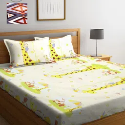 Arrabi Pack Of 2 Blue & White Graphic 300 TC 2 King Bedsheet with 4 Pillow Covers-picture-19