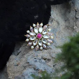 BeAbhika Gold Plated Stones Studded & Beaded Finger Rings image 1