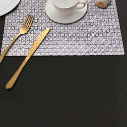 Dakshya Industries Grey & White 2-Pieces Printed Rectangle Table Placemats-picture-3