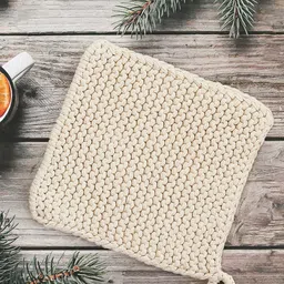 Pluchi Off White 2 Pieces Woven-Design Square Pure Cotton Table Placemats image 1