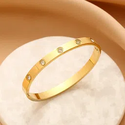 Jewels Galaxy American Diamond Gold-Plated Bangle-Style Bracelet-picture-18
