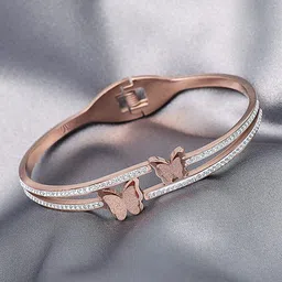 Designs & You Rose Gold-Plated American Diamond Bangle-Style Bracelet-picture-32