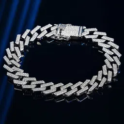 Designs & You Silver-Plated American Diamond-Studded Stainless Steel Link Bracelet-picture-21
