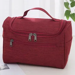 Awestuffs Red Hanging Water Resistant with Mesh Pockets Travel Toiletry Kit-picture-10