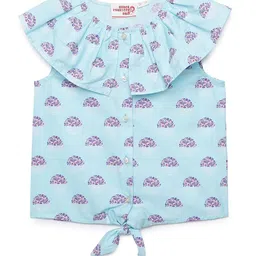 UNDER FOURTEEN ONLY Blue & Pink Printed Ruffles Shirt Style Top-picture-27