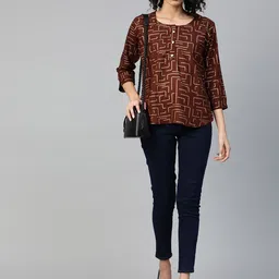 HIGHLIGHT FASHION EXPORT Animal Printed Round Neck Top-image-77