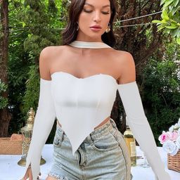 Stylecast X Slyck White Strapless Long Sleeves Top-picture-46