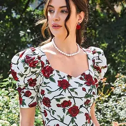 Dream Beauty Fashion Floral Printed Sweetheart Neck Top-picture-18