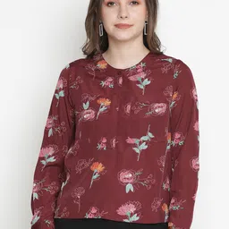 Oxolloxo Women Maroon Floral Prined Top-image-32