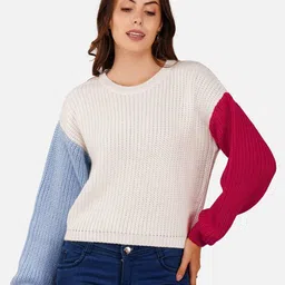 JoE Hazel Colourblocked Oversize Acrylic Pullover-picture-24
