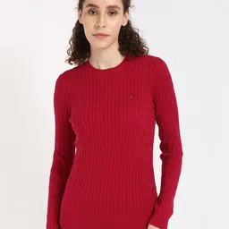 Tommy Hilfiger Women Cable Knit Cotton Pullover-image-82