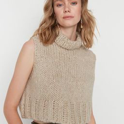 Trendyol Women Grey Ribbed Crop Pullover-picture-17