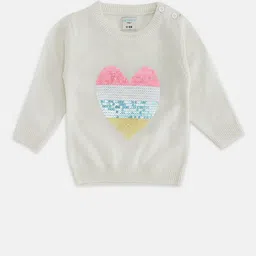 Pantaloons Baby Girls Off White & Gold-Toned Printed Pullover-picture-52