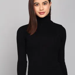 TANDUL Turtle Neck Long Sleeves Ribbed Woollen Pullover image 1