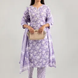 Jasoriya Floral Printed Regular Pure Cotton Straight Kurta With Pyjamas & Dupatta-picture-22