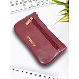 Sassora Genuine Leather Maroon Unisex Key Pouch (S)-picture-11