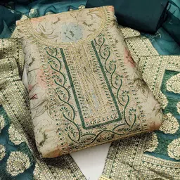 KALINI Floral Zardozi Embellished Organza Unstitched Dress Material-picture-33