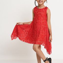 Creative Kids Red Floral Embroidered Dress-picture-6
