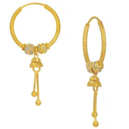 BHIMA 22K Hallmark 916 Purity Yellow Gold Hanging Ball Ring Stud-picture-14