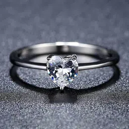 MYKI Style Queen Silver-Plated  Cubic Zirconia Stone Studded Heart Shaped Finger Ring-picture-54