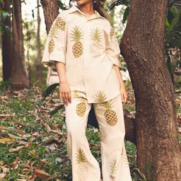 Akashi Clothing Women Organic Cotton Printed Relaxed Loose Fit High-Rise Wide Leg Trouser-image-18