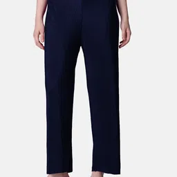 Popwings Women Relaxed Straight Leg Loose Fit High-Rise Wrinkle Free Trousers-image-23